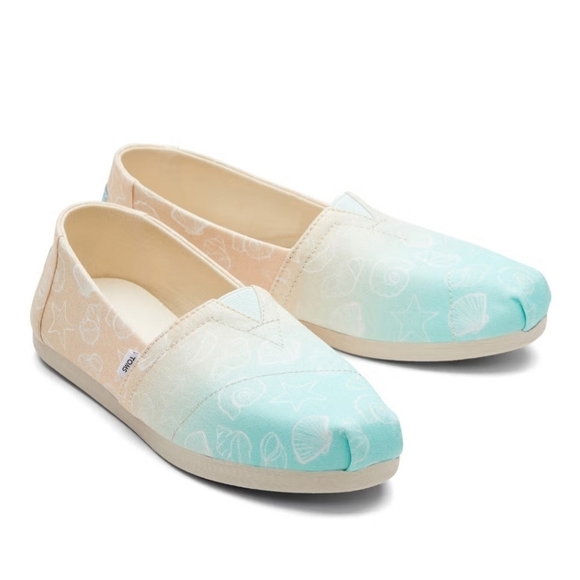 New Tom's Super Cute Multi Ombre Seashell Print Size 8 - Picture 1 of 6